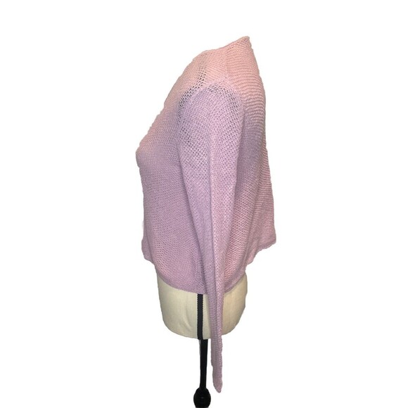 Women’s Eileen Fisher LAVENDER Cropped 100% Linen Long Sleeve Sweater Sz Small - Picture 3 of 10